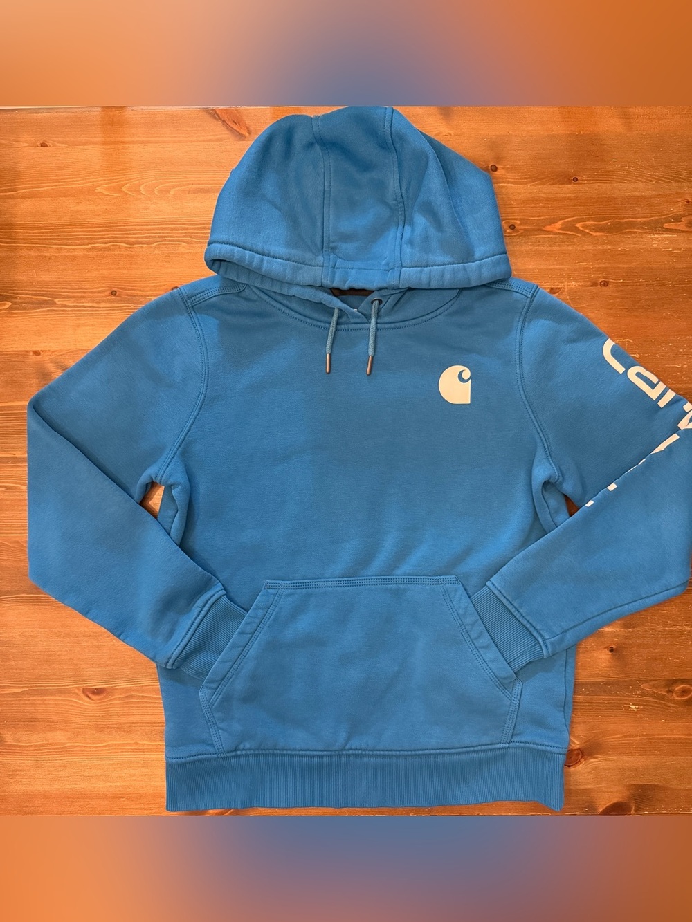 Carhartt Womens Relaxed Fit Sleeve Logo Hoodie Blue TS0288-W (Small 4-6)